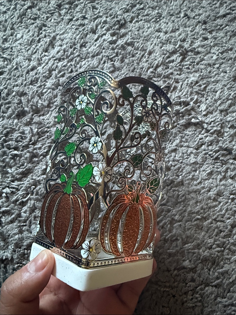 Bath & Body Works Orange Pumpkin & Green Vine Metal Soap Holder